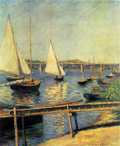 Sailing boats at Argenteuil by Gustave Caillebotte Impressionism Art dated 1888