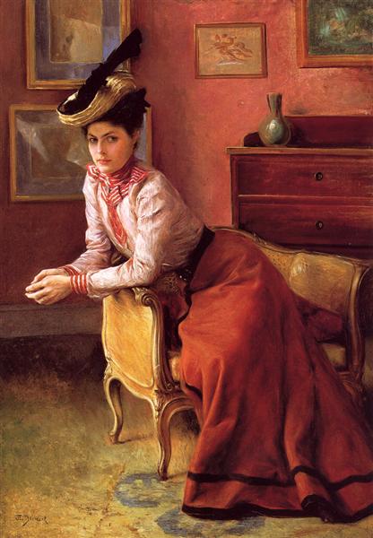 Woman in an Interior by Julius LeBlanc Stewart Realism Art dated 1895