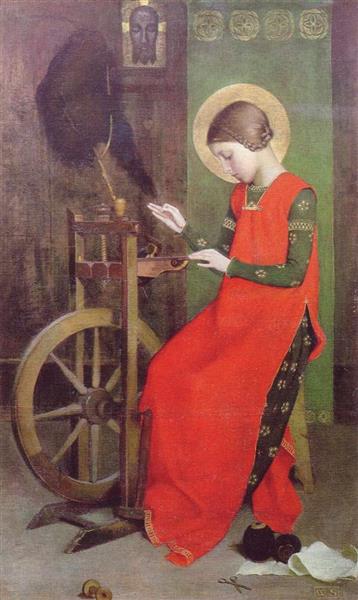 St Elizabeth of Hungary Spinning for the Poor by Marianne Stokes Art Nouveau (Modern) Art