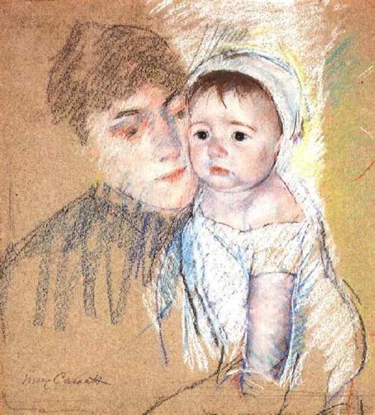 Baby Bill in Cap and Shift by Mary Cassatt Impressionism Art dated 1890