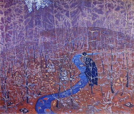 Forest people by Nicholas Roerich Art Nouveau (Modern) Art dated 1916