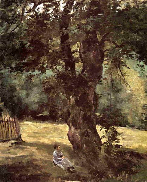 Woman Seated Beneath a Tree by Gustave Caillebotte Impressionism Art dated 1874