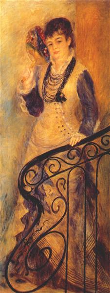 Woman on a Staircase by Pierre-Auguste Renoir Impressionism Art dated 1876