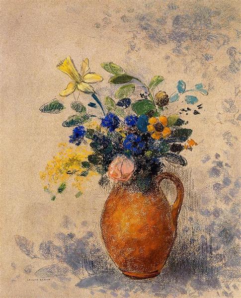 Vase of Flowers by Odilon Redon Realism Art dated 1908