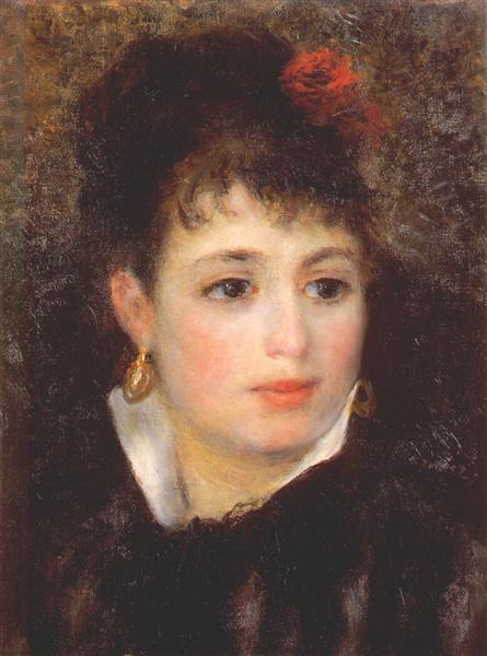 Woman with a rose by Pierre-Auguste Renoir Impressionism Art dated 1876