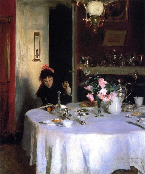 The Breakfast Table by John Singer Sargent Realism Art dated 1884