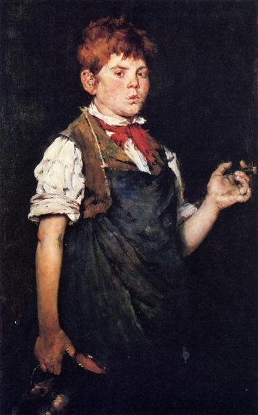 The Apprentice (Boy Smoking) by William Merritt Chase Realism Art dated 1875