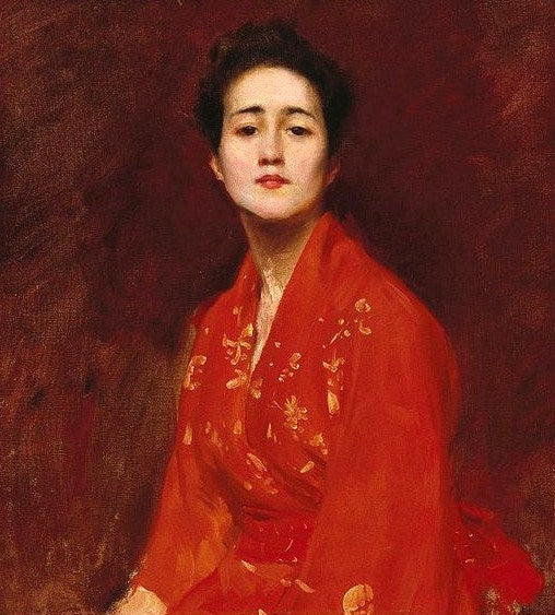 Study of a Girl in a Japanese Dress by William Merritt Chase Japonism Art dated 1895