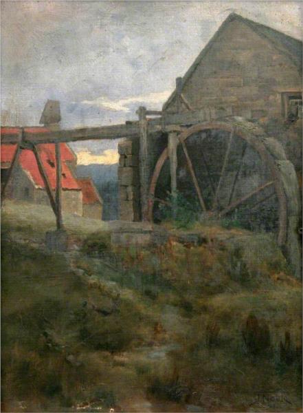 A Watermill by James Campbell Noble Impressionism Art dated 1891