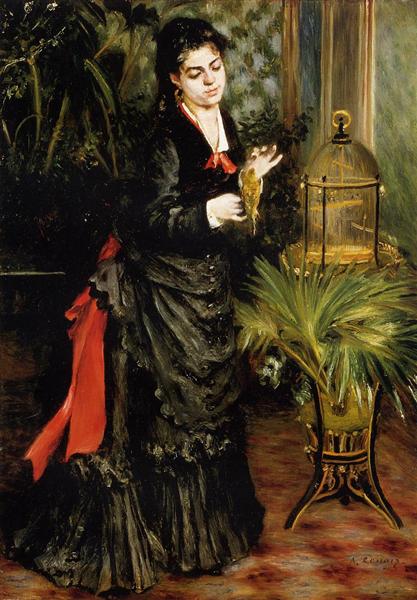 Woman with a Parrot (Henriette Darras) by Pierre-Auguste Renoir Impressionism Art dated 1871