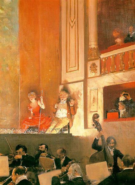 Representation at the Theatre des Varietes by Jean B&#233;raud Impressionism Art dated 1888