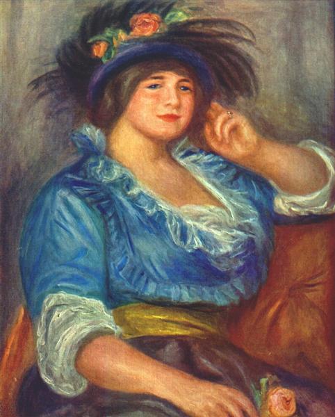 Young woman with a rose in her hat by Pierre-Auguste Renoir Impressionism Art dated 1913