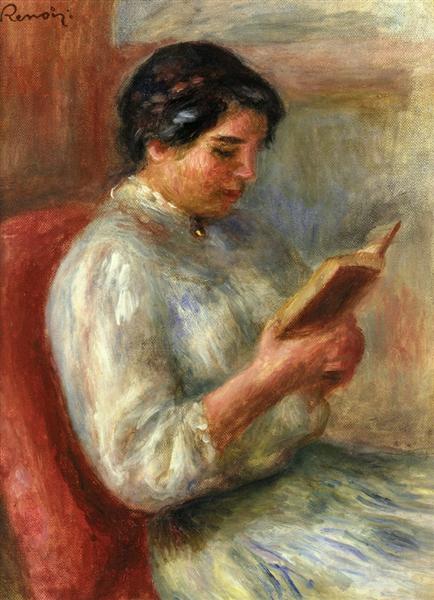 Woman Reading by Pierre-Auguste Renoir Impressionism Art dated 1906