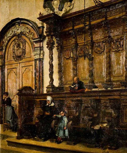 Church Interior by William Logsdail Realism Art dated 1880