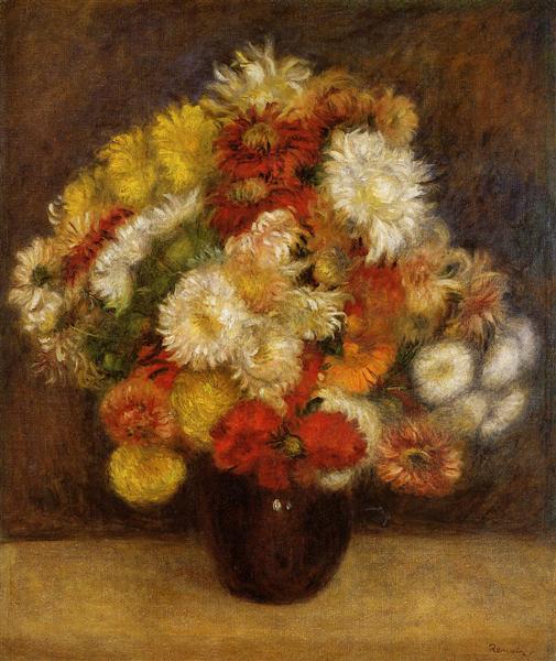 Bouquet of Chrysanthemums by Pierre-Auguste Renoir Impressionism Art dated 1881