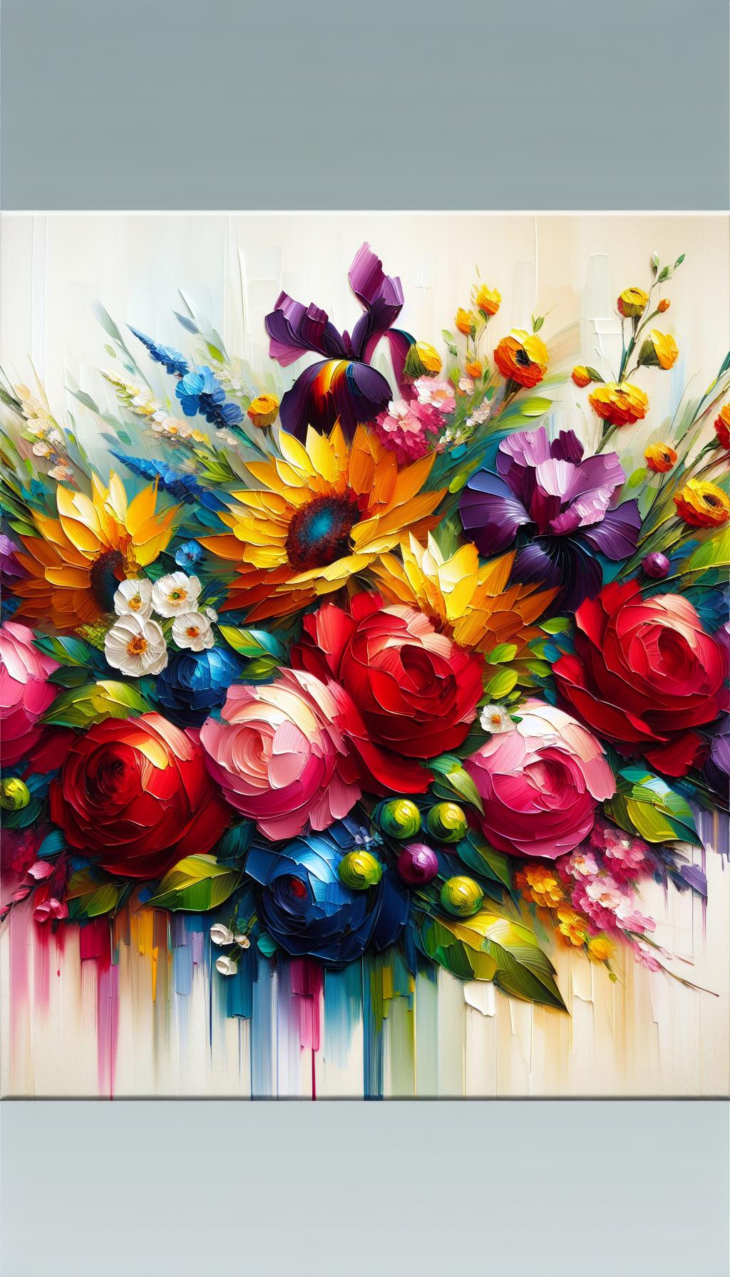 Vibrant Amara Blossomus: Modern Floral Oil Painting