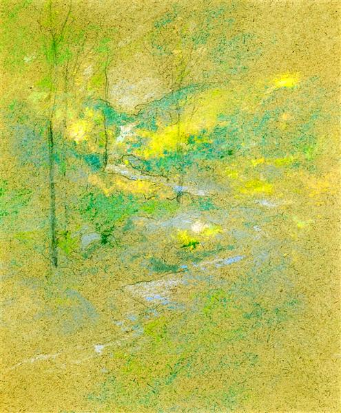 Brook among the Trees by John Henry Twachtman Tonalism Art dated 1891