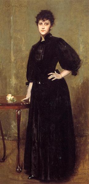 Lady in Black by William Merritt Chase Impressionism Art dated 1888