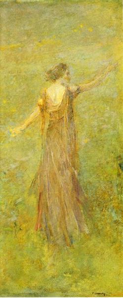 June by Thomas Dewing Tonalism Art dated 1920