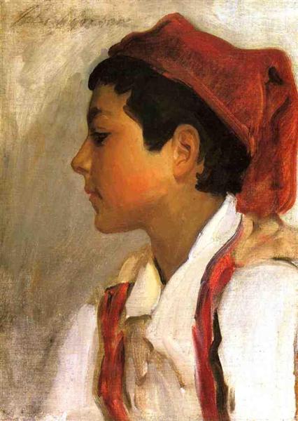 Head of a Neapolitan Boy in Profile by John Singer Sargent Realism Art dated 1879