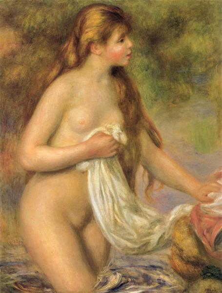 Bather with Long Hair by Pierre-Auguste Renoir Impressionism Art dated 1895