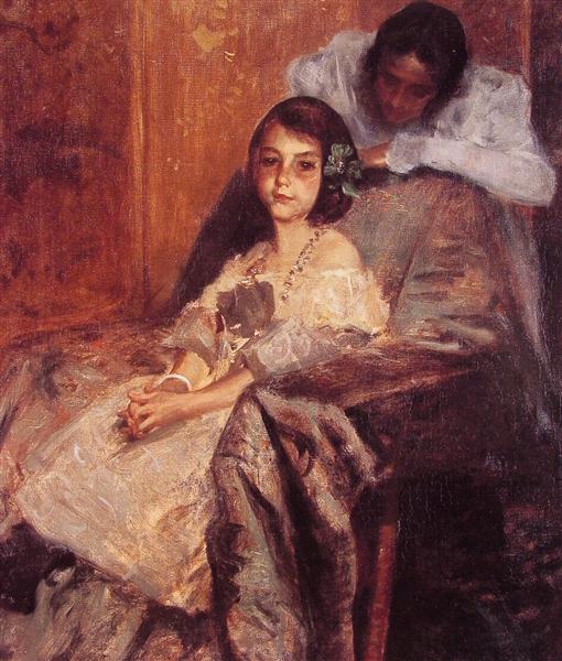 Dorothy and Her Sister by William Merritt Chase Impressionism Art dated 1901