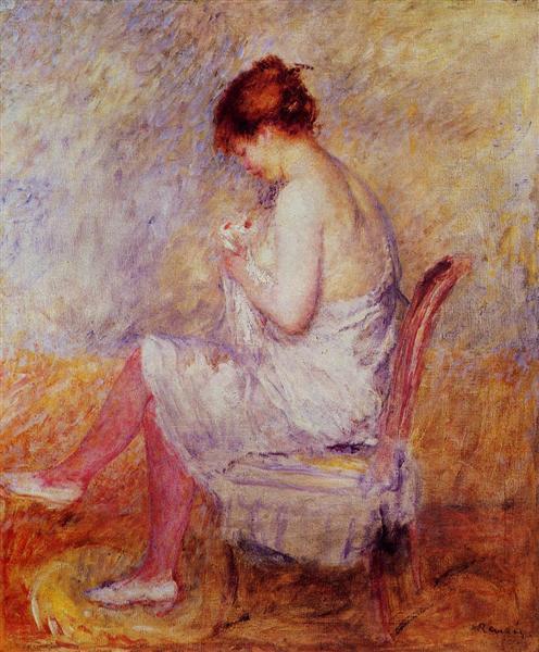 Woman in a Chemise by Pierre-Auguste Renoir Impressionism Art dated 1897