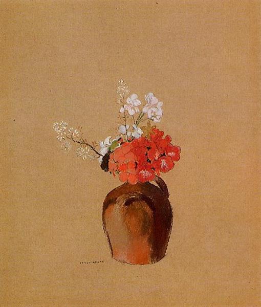 Flowers in a Pot by Odilon Redon Realism Art dated 1900