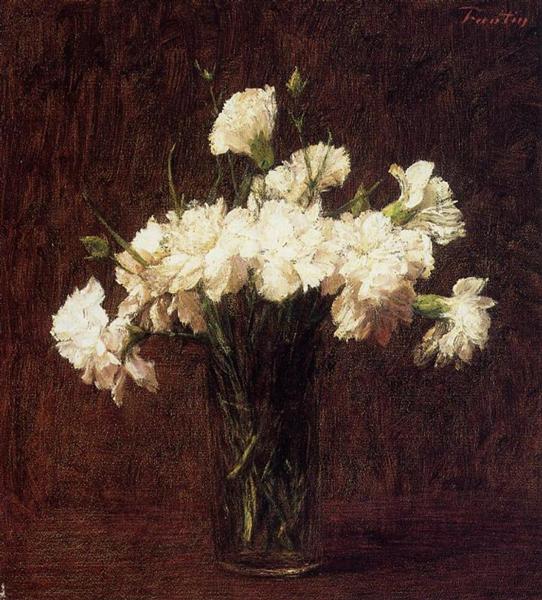 White Carnations by Henri Fantin-Latour Realism Art dated 1904