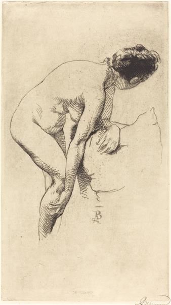 Nude Holding Her Leg by Paul-Albert Besnard Impressionism Art dated 1886