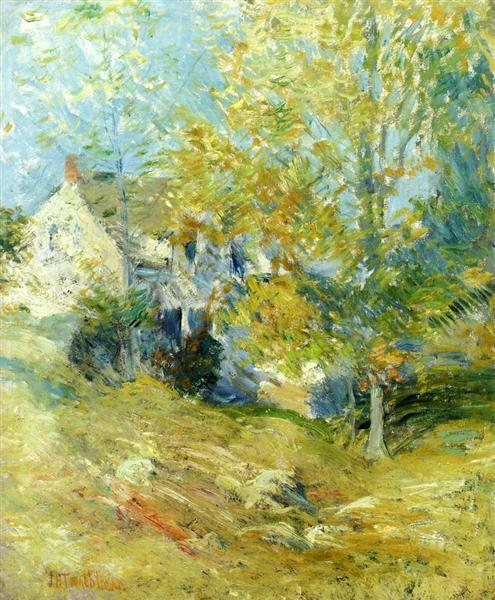 The Artist&#39;s House through the Trees (also known as Autumn Afternoon) by John Henry Twachtman Impressionism Art dated 1895