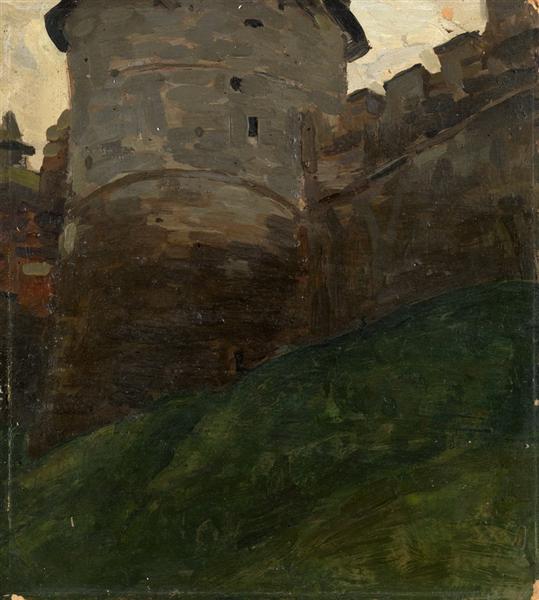 Tower of Novgorod Kremlin by Nicholas Roerich Realism Art dated 1903