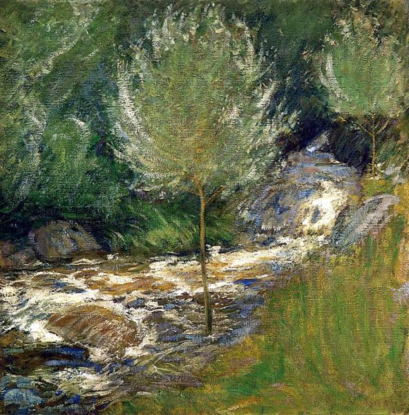 The Brook, Greenwich, Connecticut (aka Horseneck Falls, Greenwich, Connecticut) by John Henry Twachtman Impressionism Art dated 1900