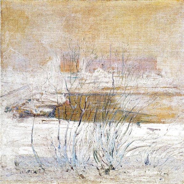 Bridge in Winter by John Henry Twachtman Impressionism Art dated 1901