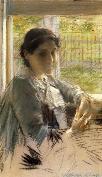 At the Window by William Merritt Chase Impressionism Art