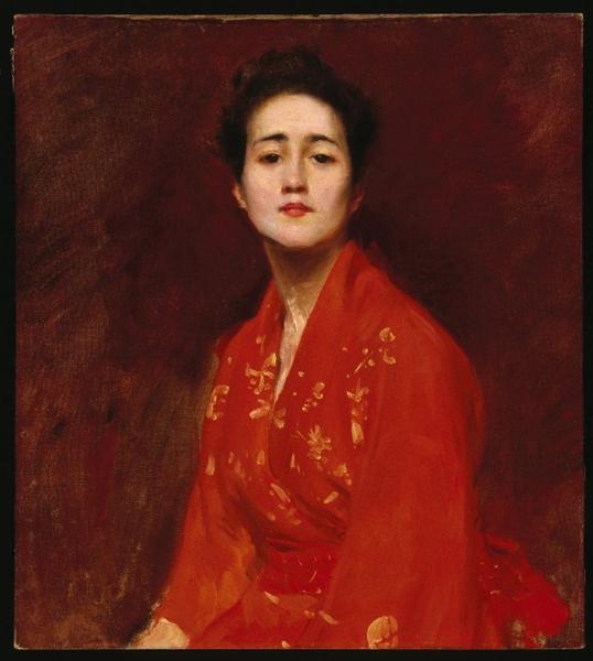 Study of Girl in Japanese Dress by William Merritt Chase Realism Art dated 1895