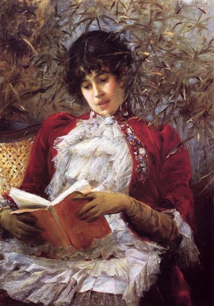 An Enthralling Novel by Julius LeBlanc Stewart Realism Art dated 1885