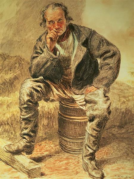 An Oysterman by William Henry Hunt Naturalism Art dated 1827