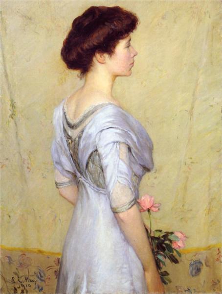 The Pink Rose by Lilla Cabot Perry Impressionism Art dated 1910