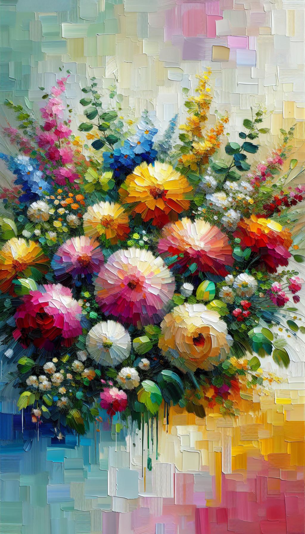 Vibrant Anantus Floral Oilpainting