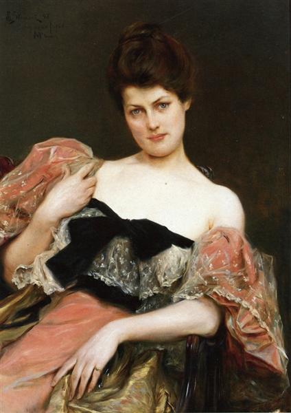 Portrait of a Lady by Julius LeBlanc Stewart Realism Art dated 1892