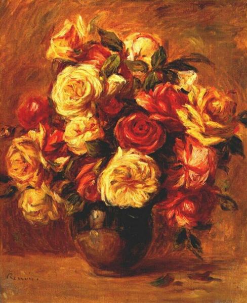 Bouquet of Roses by Pierre-Auguste Renoir Impressionism Art dated 1913