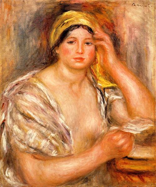 Woman with a Yellow Turban by Pierre-Auguste Renoir Impressionism Art dated 1917