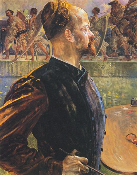 The Tribute Money (triptych) left by Jacek Malczewski Art Nouveau (Modern) Art