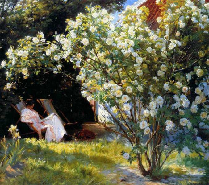 Marie in the Garden (The Roses) by Peder Severin Kroyer Impressionism Art