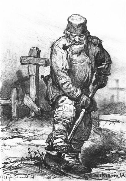 Grave digger by Viktor Vasnetsov Realism Art dated 1871