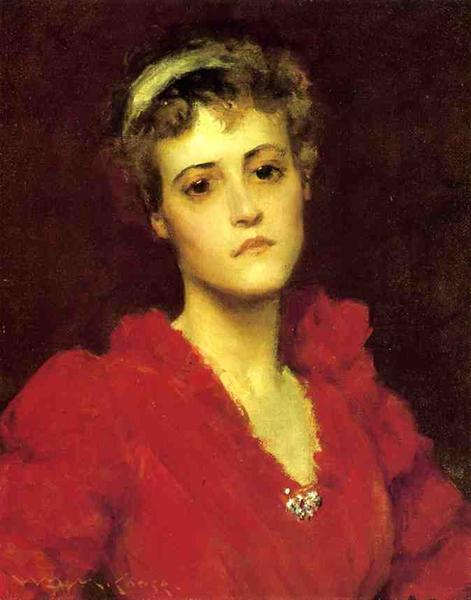 The Red Gown by William Merritt Chase Impressionism Art