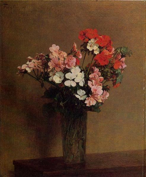 Geraniums by Henri Fantin-Latour Realism Art dated 1888