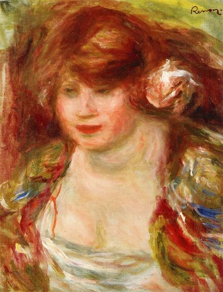 Woman Wearing a Rose Andree by Pierre-Auguste Renoir Impressionism Art dated 1919