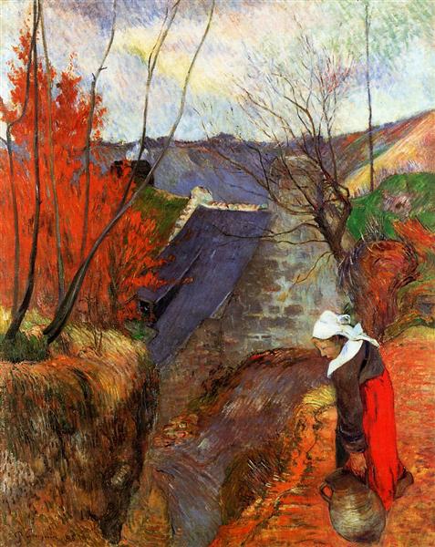 Breton Woman with a Pitcher by Paul Gauguin Post-Impressionism Art dated 1888